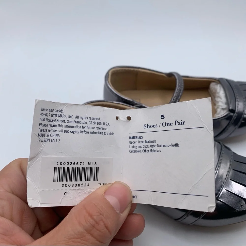 NWT Janie and Jack Metallic Mary Jane Dress Shoes size 5 baby shoes flats 1083 - Picture 6 of 7